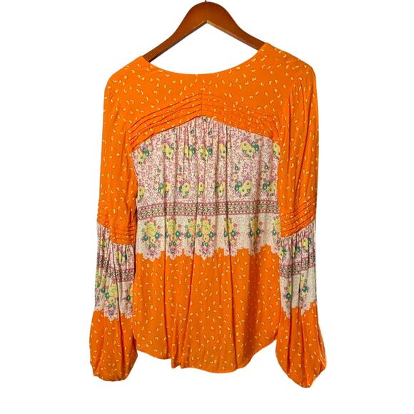 Maeve Orange Ceresco‎ Peasant Blouse Cottagecore Boho Women's Size Medium - Picture 3 of 8